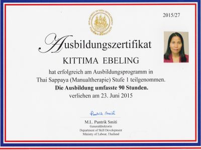 Thai Sappaya Zertifikat Kittima Ebeling
